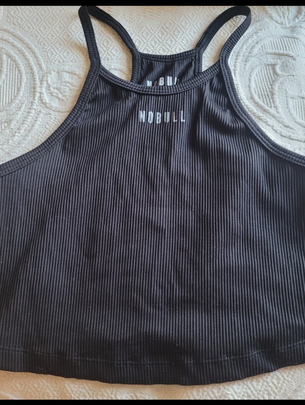 NOBULL Black Ribbed Crop Tank Top